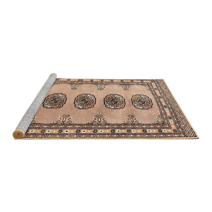 Sideview of Machine Washable Traditional Chestnut Brown Rug, wshtr438