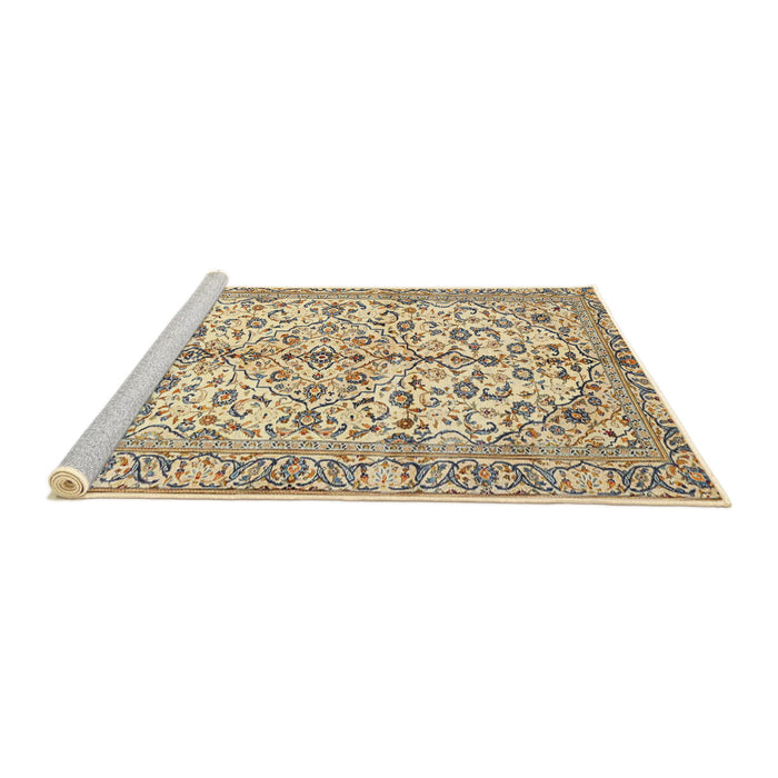 Sideview of Machine Washable Traditional Sun Yellow Rug, wshtr4380