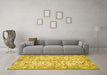 Machine Washable Persian Yellow Traditional Rug in a Living Room, wshtr4380yw