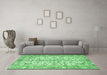 Machine Washable Persian Emerald Green Traditional Area Rugs in a Living Room,, wshtr4380emgrn