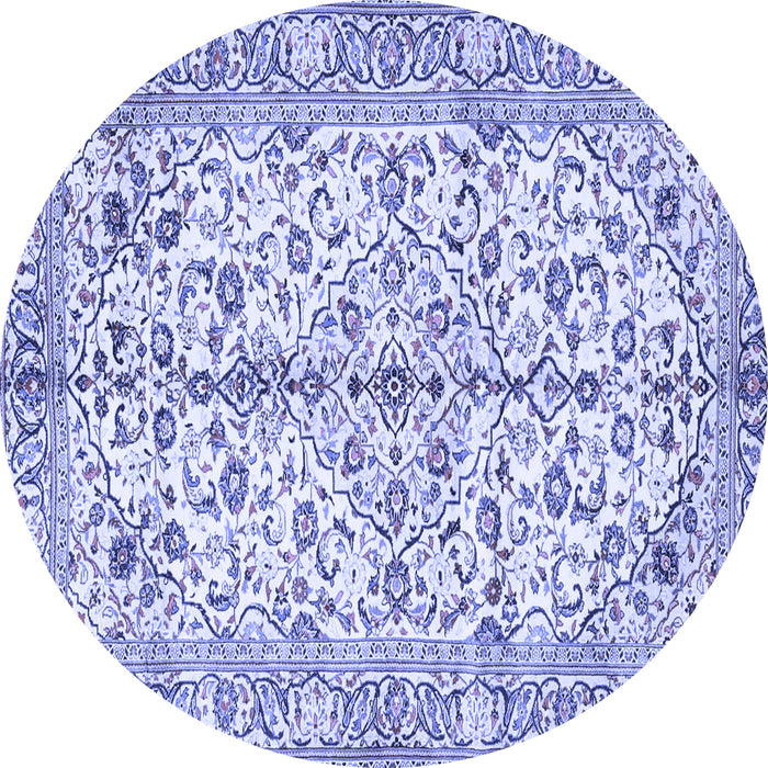 Round Machine Washable Persian Blue Traditional Rug, wshtr4380blu