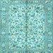 Square Machine Washable Persian Light Blue Traditional Rug, wshtr4380lblu