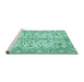 Sideview of Machine Washable Persian Turquoise Traditional Area Rugs, wshtr4380turq