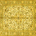 Square Machine Washable Persian Yellow Traditional Rug, wshtr4380yw