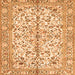Round Machine Washable Persian Orange Traditional Area Rugs, wshtr4380org