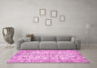 Machine Washable Persian Pink Traditional Rug in a Living Room, wshtr4380pnk