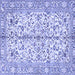 Square Machine Washable Persian Blue Traditional Rug, wshtr4380blu