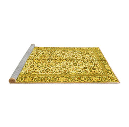 Sideview of Machine Washable Persian Yellow Traditional Rug, wshtr4380yw