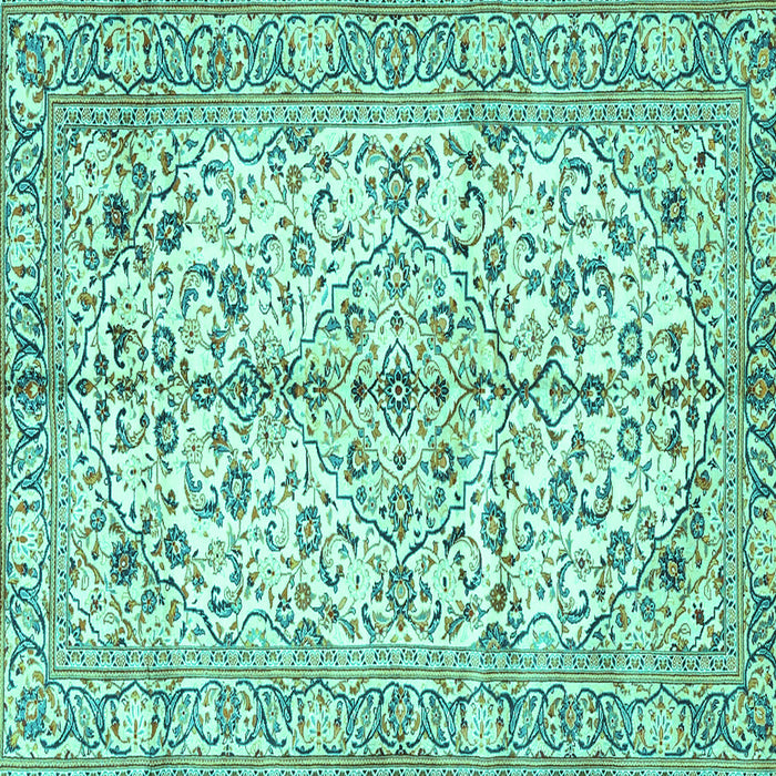 Square Machine Washable Persian Turquoise Traditional Area Rugs, wshtr4380turq