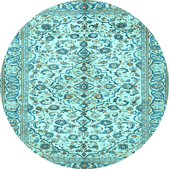 Round Machine Washable Persian Light Blue Traditional Rug, wshtr4380lblu