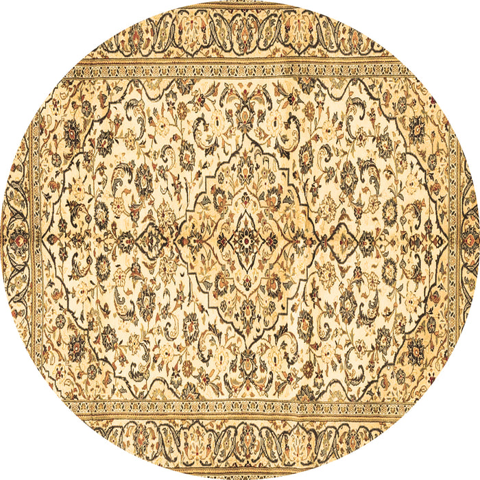 Round Machine Washable Persian Brown Traditional Rug, wshtr4380brn