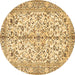 Round Machine Washable Persian Brown Traditional Rug, wshtr4380brn