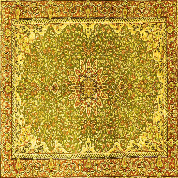 Square Persian Yellow Traditional Rug, tr4381yw