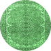 Round Persian Emerald Green Traditional Rug, tr4381emgrn
