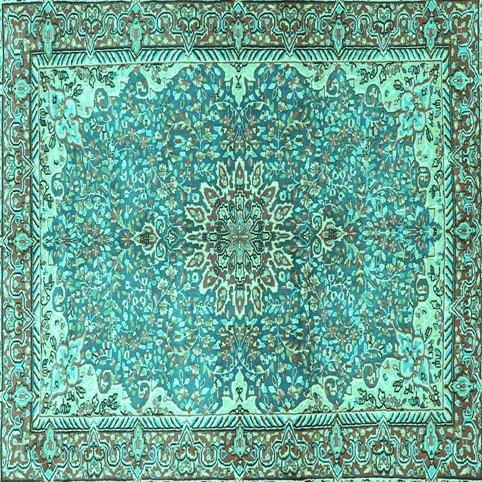 Square Persian Turquoise Traditional Rug, tr4381turq
