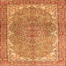 Round Machine Washable Persian Orange Traditional Area Rugs, wshtr4381org