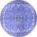 Round Machine Washable Persian Blue Traditional Rug, wshtr4381blu