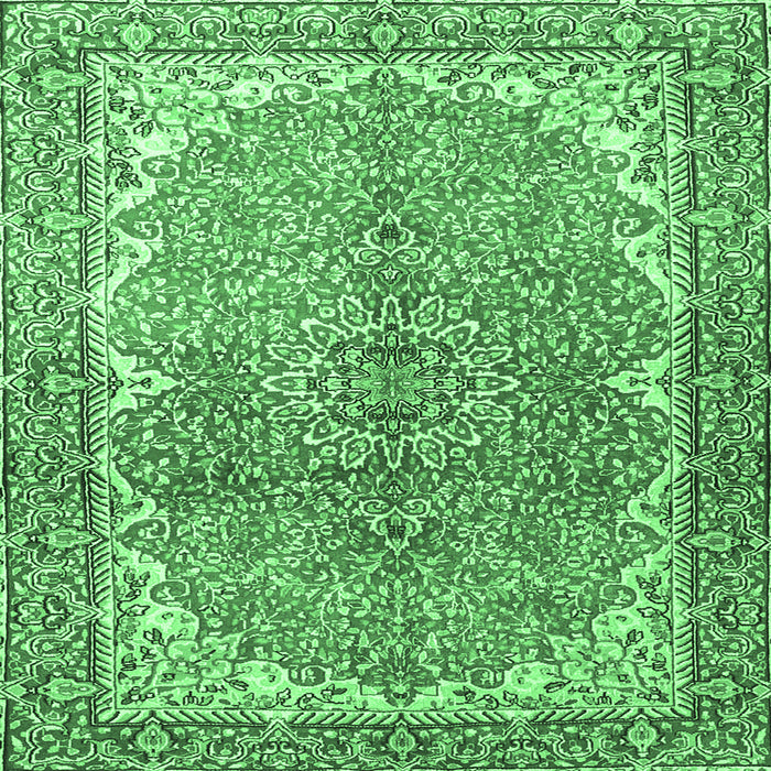 Square Persian Emerald Green Traditional Rug, tr4381emgrn