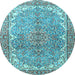 Round Machine Washable Persian Light Blue Traditional Rug, wshtr4381lblu