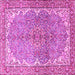 Square Machine Washable Persian Pink Traditional Rug, wshtr4381pnk