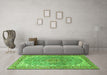 Machine Washable Persian Green Traditional Area Rugs in a Living Room,, wshtr4381grn