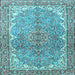 Square Machine Washable Persian Light Blue Traditional Rug, wshtr4381lblu