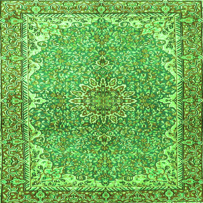 Round Machine Washable Persian Green Traditional Area Rugs, wshtr4381grn