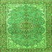 Round Machine Washable Persian Green Traditional Area Rugs, wshtr4381grn