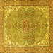 Square Machine Washable Persian Yellow Traditional Rug, wshtr4381yw