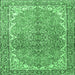 Square Machine Washable Persian Emerald Green Traditional Area Rugs, wshtr4381emgrn