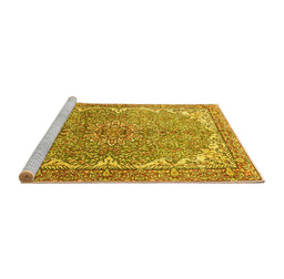 Sideview of Machine Washable Persian Yellow Traditional Rug, wshtr4381yw