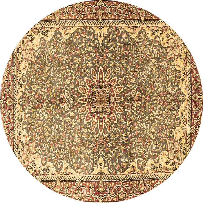 Round Machine Washable Persian Brown Traditional Rug, wshtr4381brn