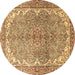 Round Machine Washable Persian Brown Traditional Rug, wshtr4381brn