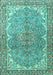 Machine Washable Persian Turquoise Traditional Area Rugs, wshtr4381turq