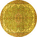 Round Persian Yellow Traditional Rug, tr4381yw