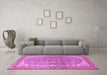 Machine Washable Persian Pink Traditional Rug in a Living Room, wshtr4381pnk