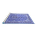 Sideview of Machine Washable Persian Blue Traditional Rug, wshtr4381blu