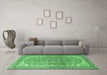 Machine Washable Persian Emerald Green Traditional Area Rugs in a Living Room,, wshtr4381emgrn