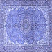 Square Machine Washable Persian Blue Traditional Rug, wshtr4381blu