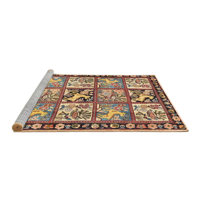 Sideview of Machine Washable Traditional Brown Red Rug, wshtr4382