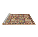 Sideview of Machine Washable Traditional Brown Red Rug, wshtr4382