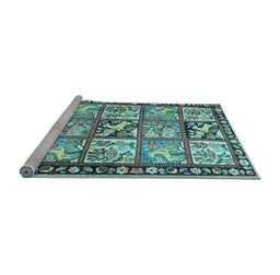 Sideview of Machine Washable Persian Light Blue Traditional Rug, wshtr4382lblu