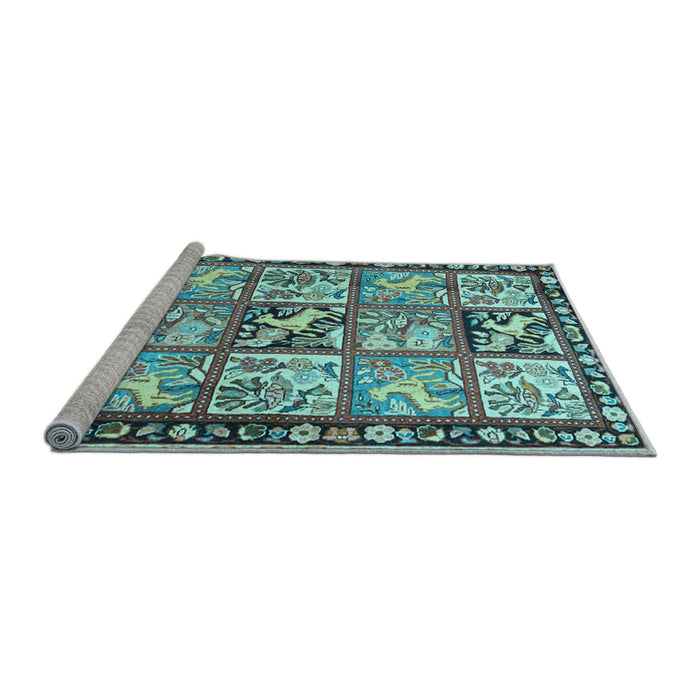 Sideview of Machine Washable Persian Light Blue Traditional Rug, wshtr4382lblu