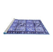 Sideview of Machine Washable Persian Blue Traditional Rug, wshtr4382blu