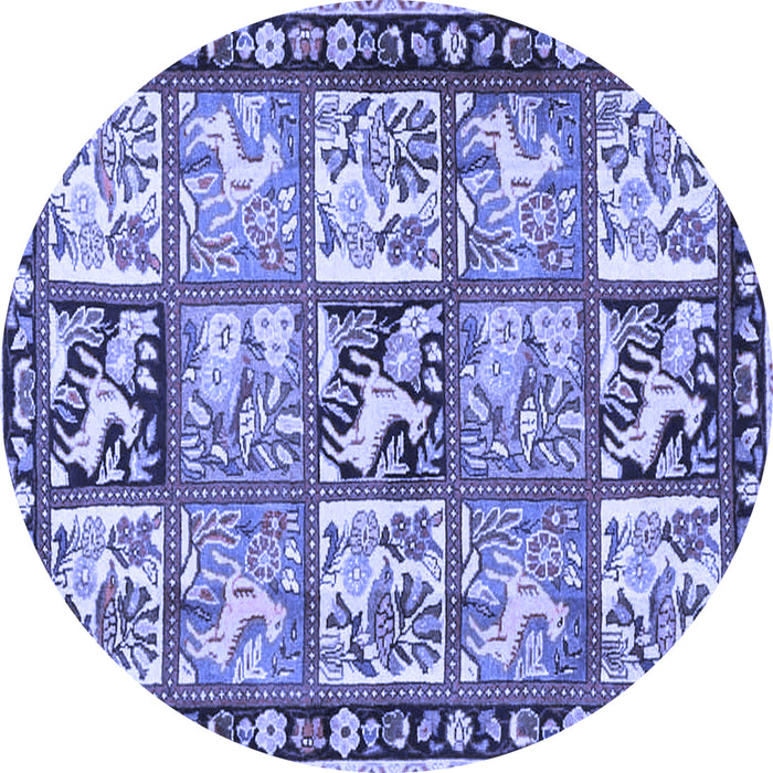 Round Persian Blue Traditional Rug, tr4382blu