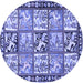 Round Persian Blue Traditional Rug, tr4382blu