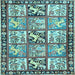 Square Machine Washable Persian Light Blue Traditional Rug, wshtr4382lblu