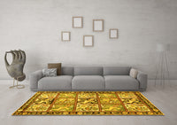 Machine Washable Persian Yellow Traditional Rug, wshtr4382yw