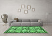 Machine Washable Persian Emerald Green Traditional Area Rugs in a Living Room,, wshtr4382emgrn