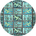 Round Machine Washable Persian Light Blue Traditional Rug, wshtr4382lblu